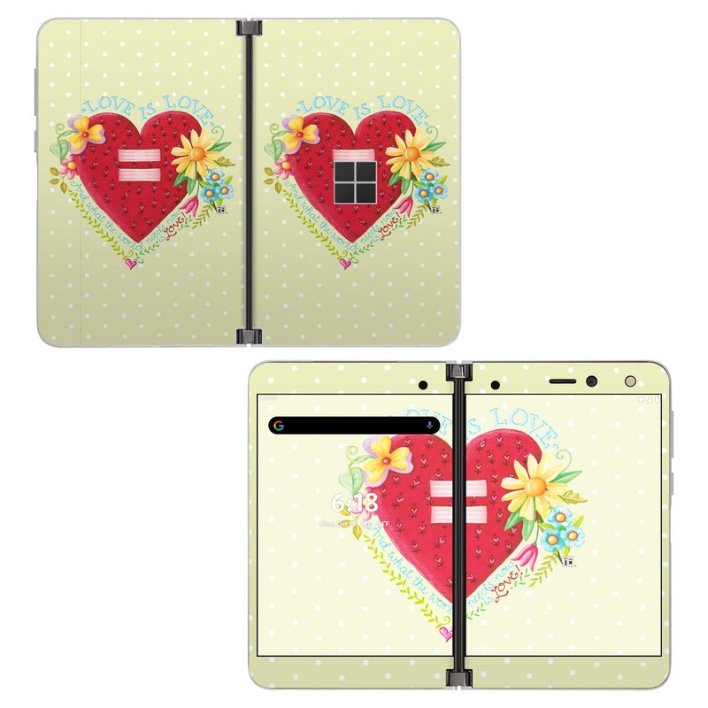 Microsoft Surface Duo Skin design of Heart, Illustration, Pattern, Love, Valentine's day, Visual arts, Art, Graphic design, with red, blue, yellow, orange, purple, green, pink colors