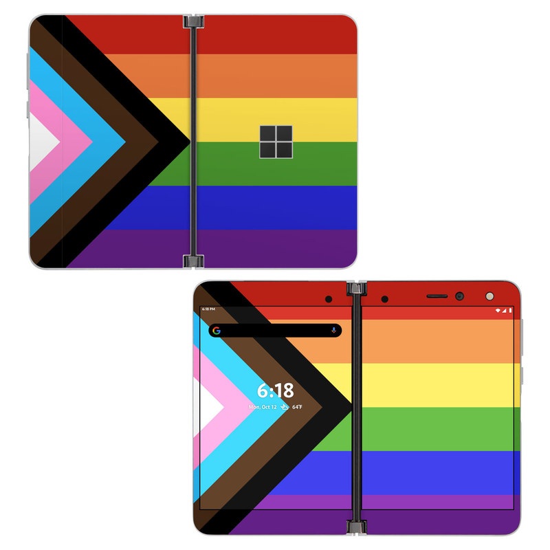 Microsoft Surface Duo Skin design of Blue, Orange, Red, Green, Yellow, Violet, Text, Line, Graphic design, Colorfulness, with black, white, brown, pink, blue, purple, green, yellow, orange colors