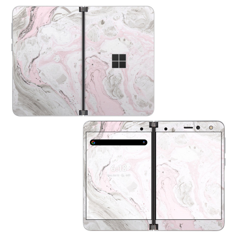 Microsoft Surface Duo Skin design of White, Pink, Pattern, Illustration, with pink, gray, white colors