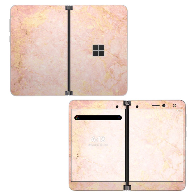 Microsoft Surface Duo Skin design of Pink, Peach, Wallpaper, Pattern, with pink, yellow, orange colors
