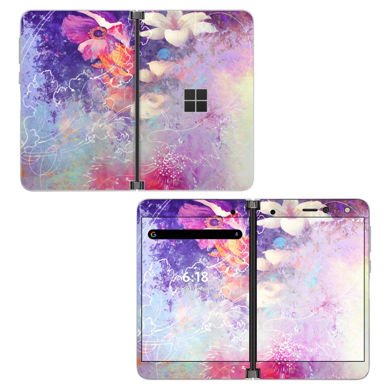 Microsoft Surface Duo Skin design of Purple, Violet, Pink, Graphic design, Illustration, Sky, Art, Design, Watercolor paint, Graphics, with purple, white, red, orange, blue colors