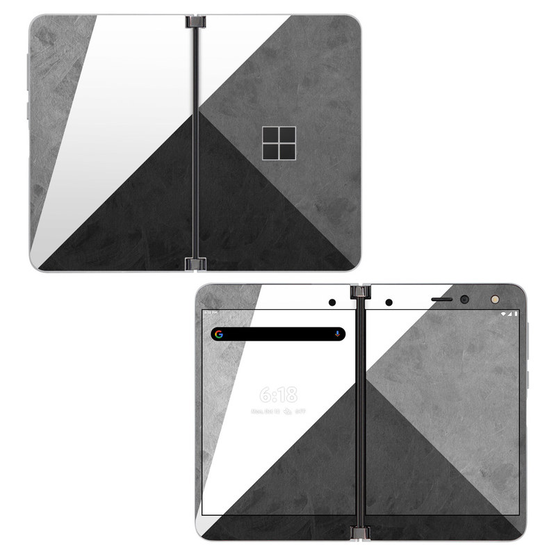 Microsoft Surface Duo Skin design of Black, White, Black-and-white, Line, Grey, Architecture, Monochrome, Triangle, Monochrome photography, Pattern, with white, black, gray colors