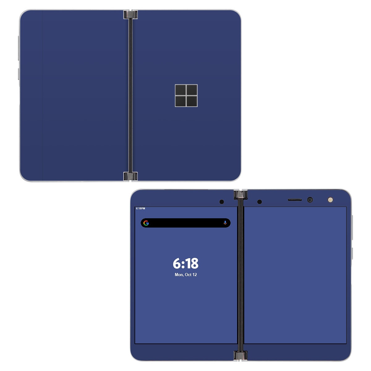 Microsoft Surface Duo Skin design of Blue, Azure, Violet, Electric blue, Pattern, Font, Magenta, Cumulus, Circle, Rectangle, with blue colors