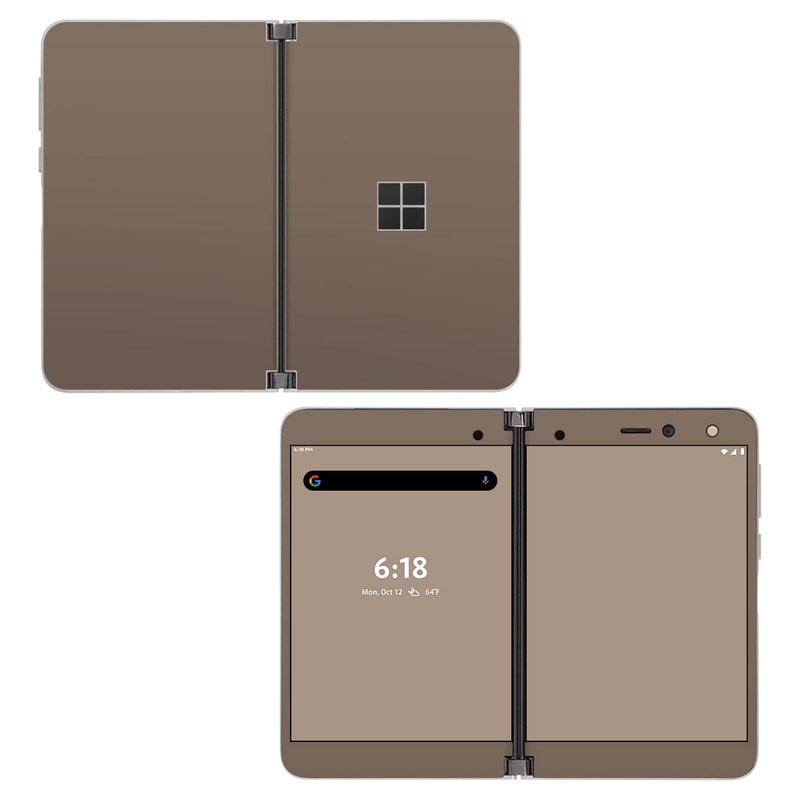 Microsoft Surface Duo Skin design of Brown, Text, Beige, Material property, Font, with brown colors