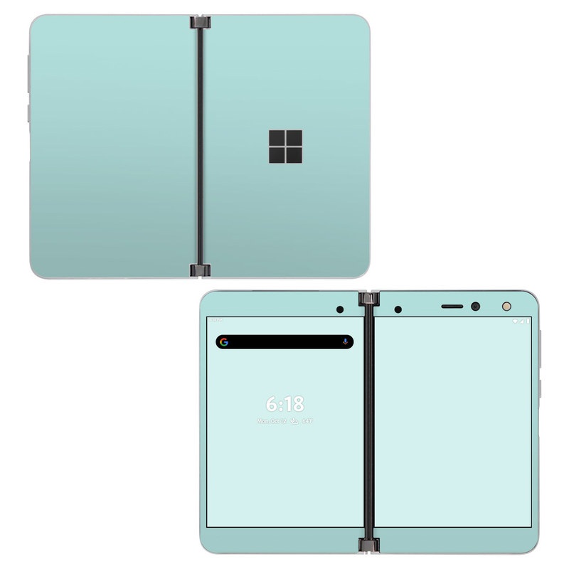 Microsoft Surface Duo Skin design of Green, Blue, Aqua, Turquoise, Teal, Azure, Text, Daytime, Yellow, Sky, with blue colors