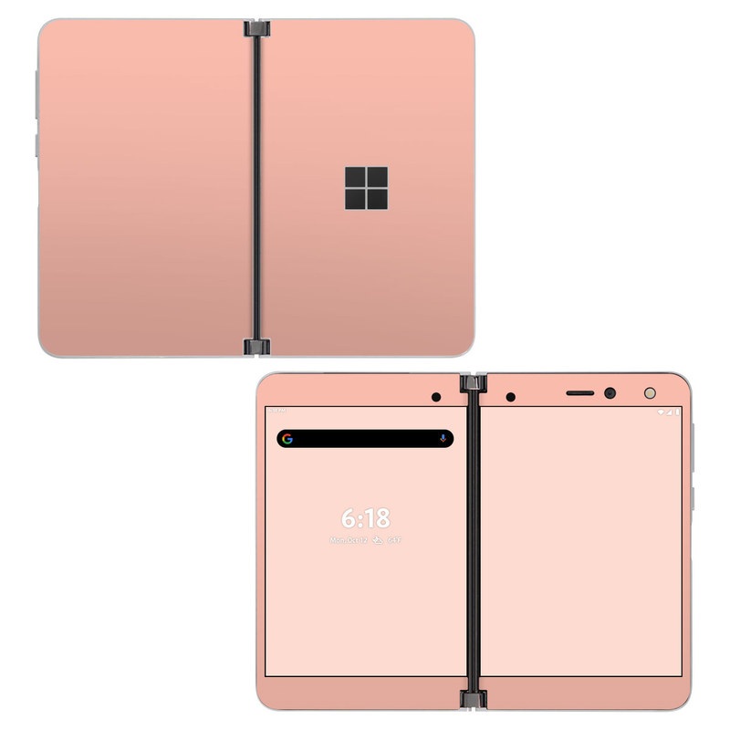 Microsoft Surface Duo Skin design of Orange, Pink, Peach, Brown, Red, Yellow, Material property, Font, Beige, with orange, yellow, white colors