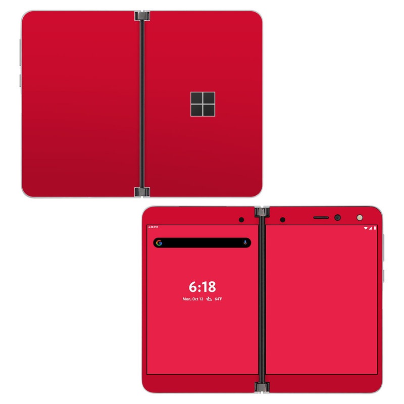 Microsoft Surface Duo Skin design of Red, Pink, Maroon, Purple, Orange, Violet, Magenta, Material property, Font, Peach, with red colors