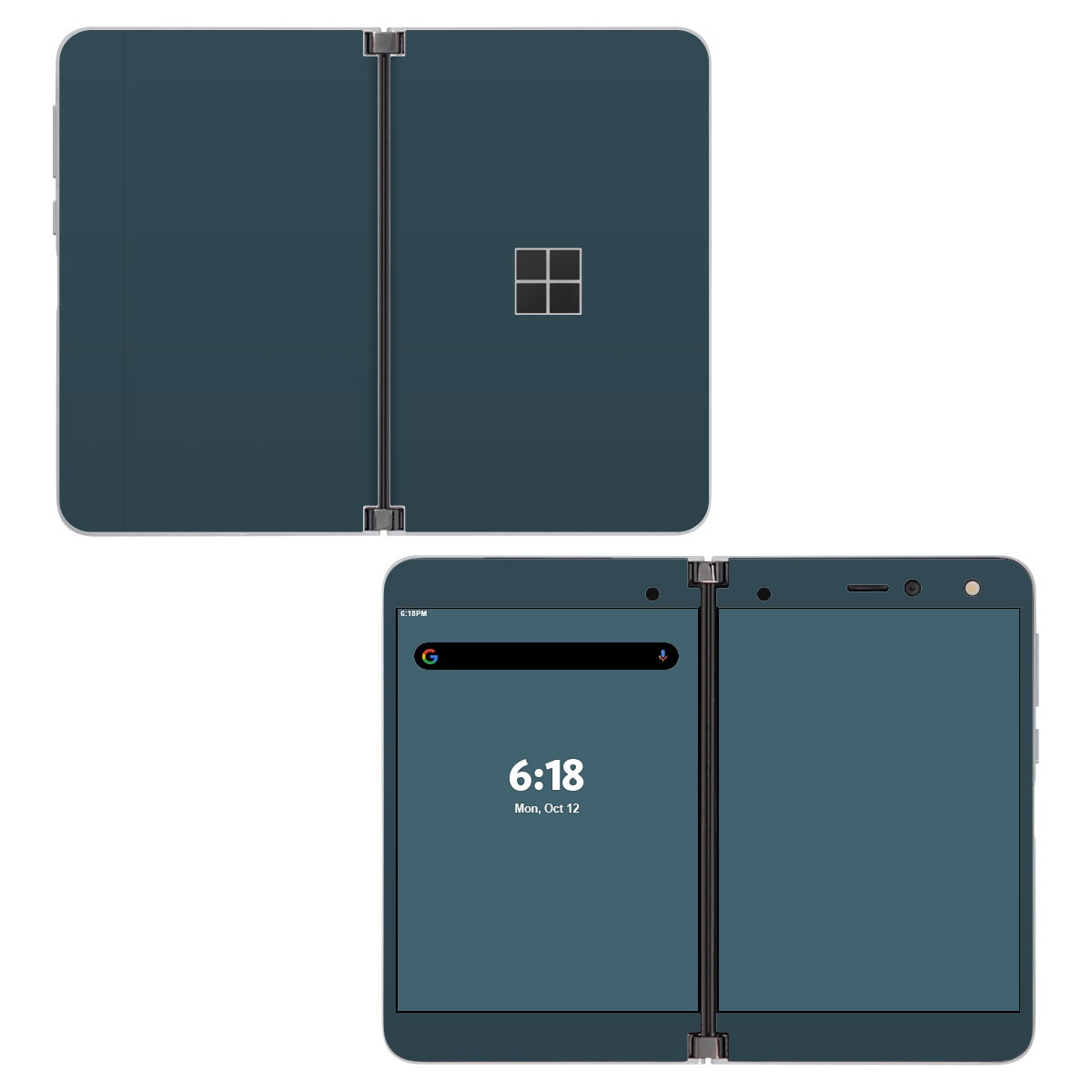 Microsoft Surface Duo Skin design of Electric blue, Pattern, Font, Circle, Cumulus, Darkness, Midnight, Magenta, Horizon, Rectangle, with blue, gray colors