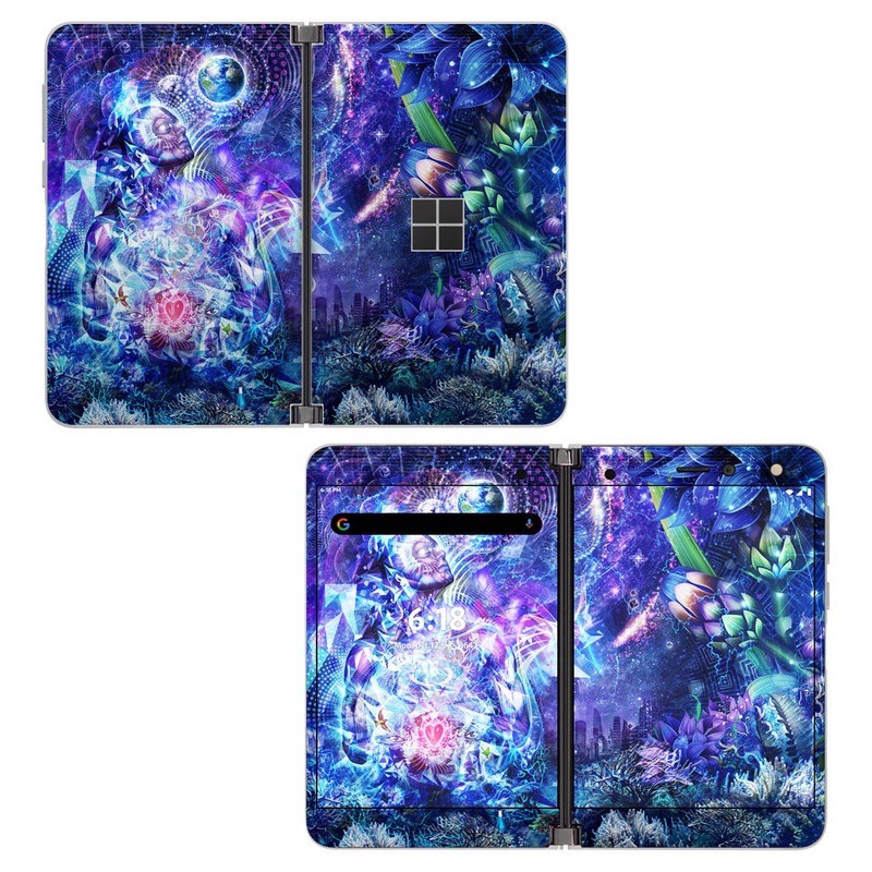 Microsoft Surface Duo Skin design of Blue, Purple, Violet, Lavender, Majorelle blue, Psychedelic art, Electric blue, Organism, Art, Design, with blue, green, purple, red, pink colors