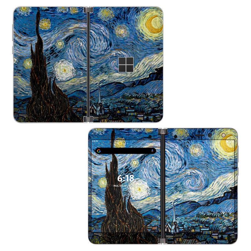 Microsoft Surface Duo Skin design of Painting, Purple, Art, Tree, Illustration, Organism, Watercolor paint, Space, Modern art, Plant, with gray, black, blue, green colors