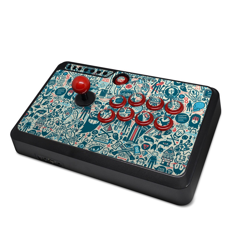 Mayflash Arcade Fightstick F500 Skin design of Pattern, Psychedelic art, Turquoise, Art, Design, Visual arts, Line, Drawing, Doodle, Graphic design, with white, green, blue, red colors