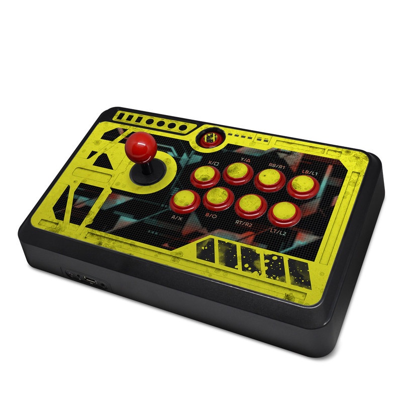 Mayflash Arcade Fightstick F500 Skin design of Yellow, Green, Font, Pattern, Graphic design, with black, yellow, gray, blue, green colors