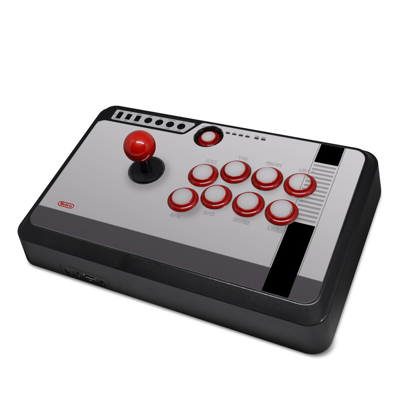 Mayflash Arcade Fightstick F500 Skin design of Text, Font, Red, Product, Logo, Brand, Material property, Graphics, Rectangle, with gray, black, red colors
