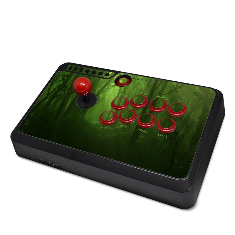 Mayflash Arcade Fightstick F500 Skin design of Nature, Green, Forest, Old-growth forest, Woodland, Natural environment, Vegetation, Tree, Natural landscape, Atmospheric phenomenon, with black, green colors