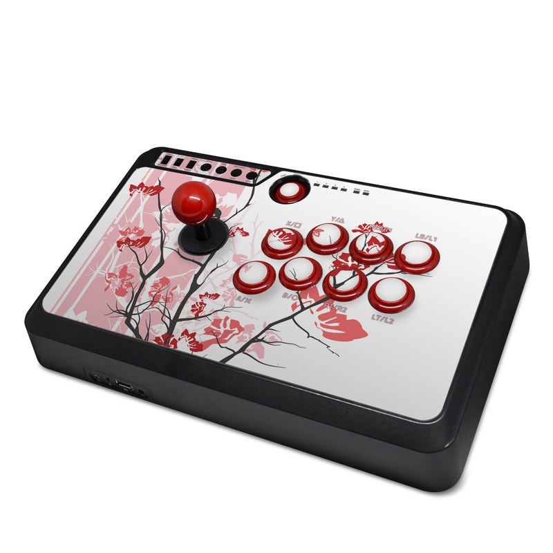 Mayflash Arcade Fightstick F500 Skin design of Branch, Red, Flower, Plant, Tree, Twig, Blossom, Botany, Pink, Spring, with white, pink, gray, red, black colors