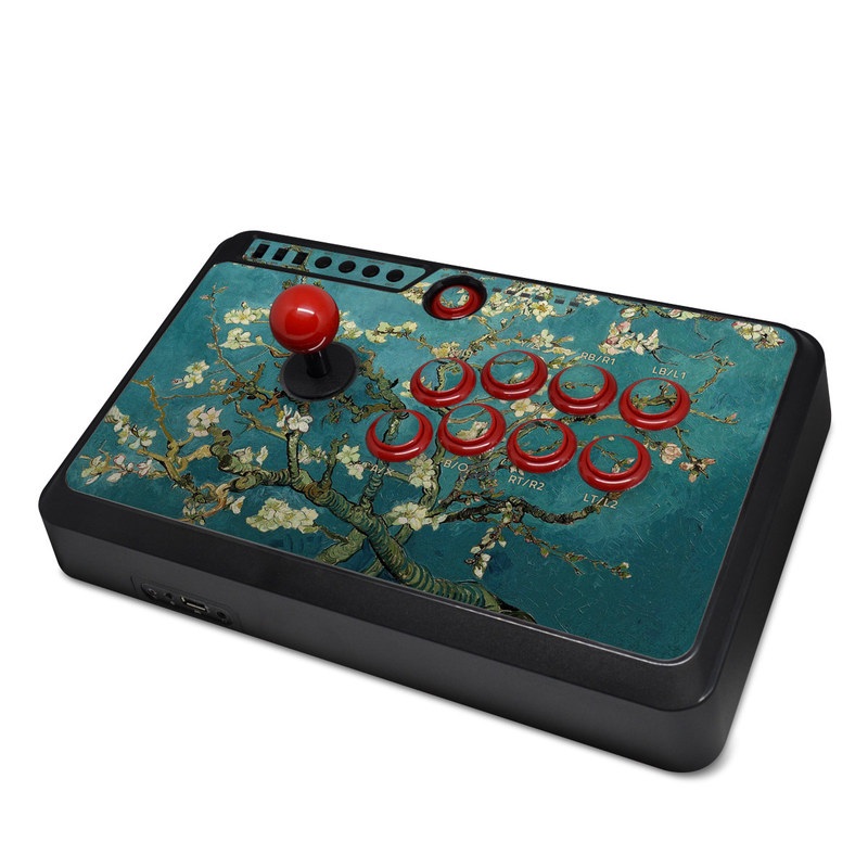 Mayflash Arcade Fightstick F500 Skin design of Tree, Branch, Plant, Flower, Blossom, Spring, Woody plant, Perennial plant, with blue, black, gray, green colors