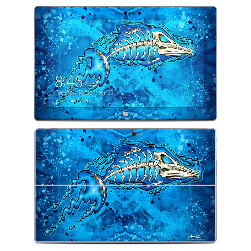 Microsoft Surface 2 RT Skin design of Blue, Water, Aqua, Electric blue, Illustration, Graphic design, Liquid, Graphics, Marine biology, Art, with blue, white colors