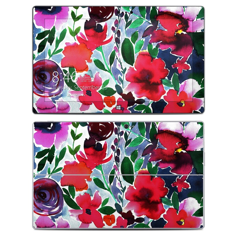 Microsoft Surface 2 RT Skin design of Flower, Petal, Red, Plant, Pattern, Pink, Purple, Flowering plant, Botany, Design, with red, green, pink, blue colors