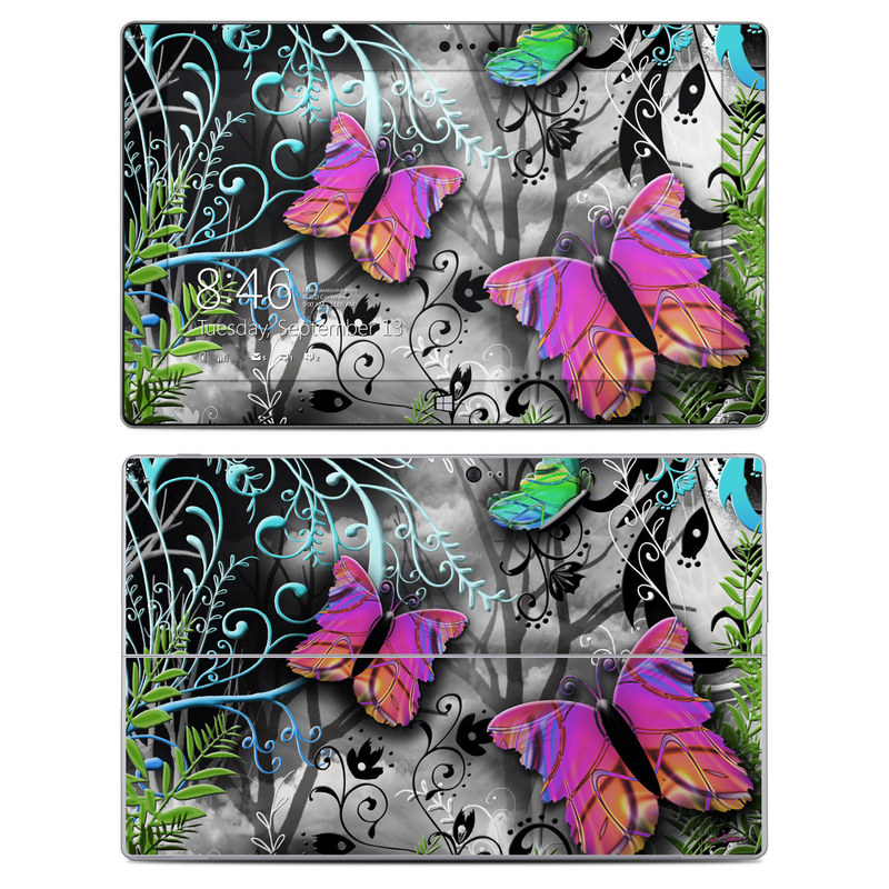 Microsoft Surface 2 RT Skin design of Butterfly, Pink, Purple, Violet, Organism, Spring, Moths and butterflies, Botany, Plant, Leaf, with black, gray, green, purple, red colors