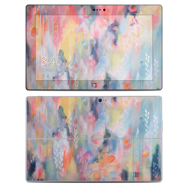 Microsoft Surface 2 RT Skin design of Painting, Watercolor paint, Modern art, Acrylic paint, Art, Visual arts, Paint, Artwork, Dye, with blue, pink, orange, yellow, red, white colors