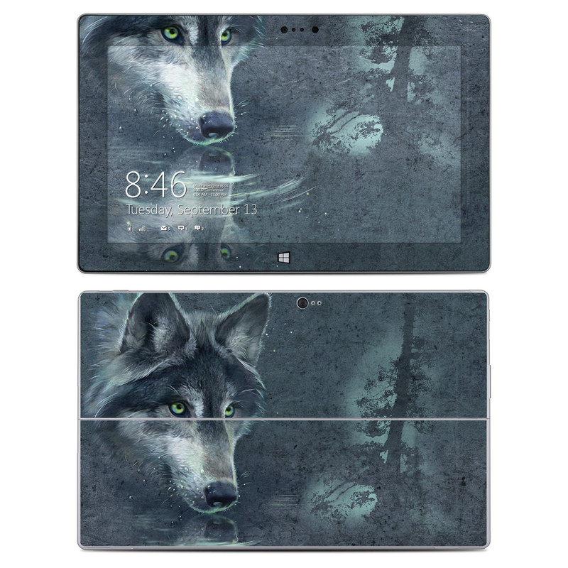Microsoft Surface 2 RT Skin design of Wolf, Canidae, Wildlife, Red wolf, Canis, canis lupus tundrarum, Snout, Saarloos wolfdog, Wolfdog, Carnivore, with black, gray, blue colors