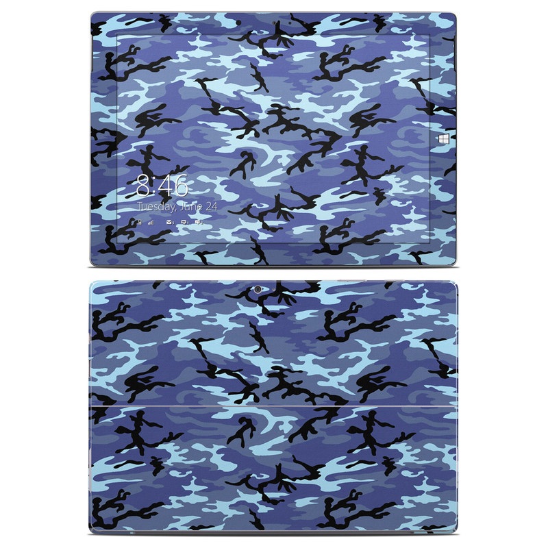 Microsoft Surface 3 Skin design of Military camouflage, Pattern, Blue, Aqua, Teal, Design, Camouflage, Textile, Uniform with blue, black, gray, purple colors