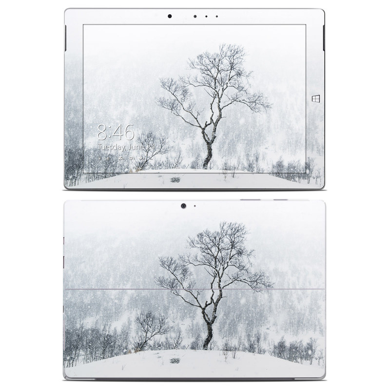 Microsoft Surface 3 Skin design of Snow, Winter, Tree, Nature, White, Sky, Atmospheric phenomenon, Natural landscape, Freezing, Blizzard, with white, gray, black colors