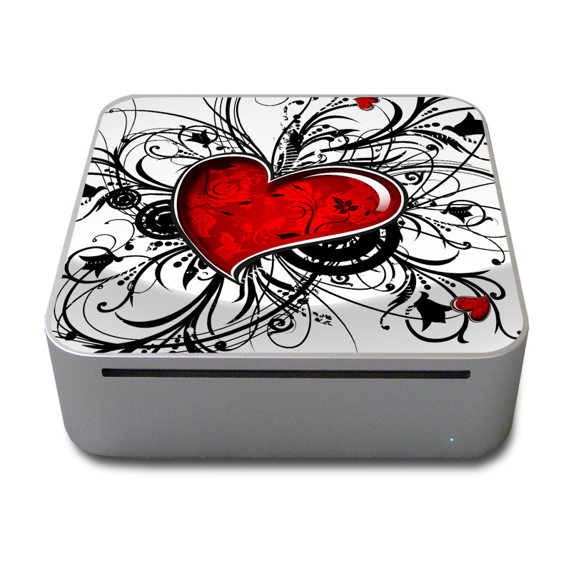Old Mac mini Skin design of Heart, Line art, Love, Clip art, Plant, Graphic design, Illustration, with white, gray, black, red colors