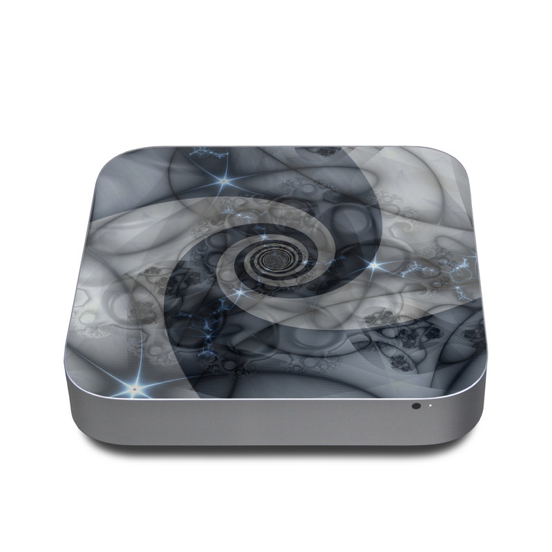 Apple Mac mini Skin design of Eye, Drawing, Black-and-white, Design, Pattern, Art, Tattoo, Illustration, Fractal art, with black, gray colors