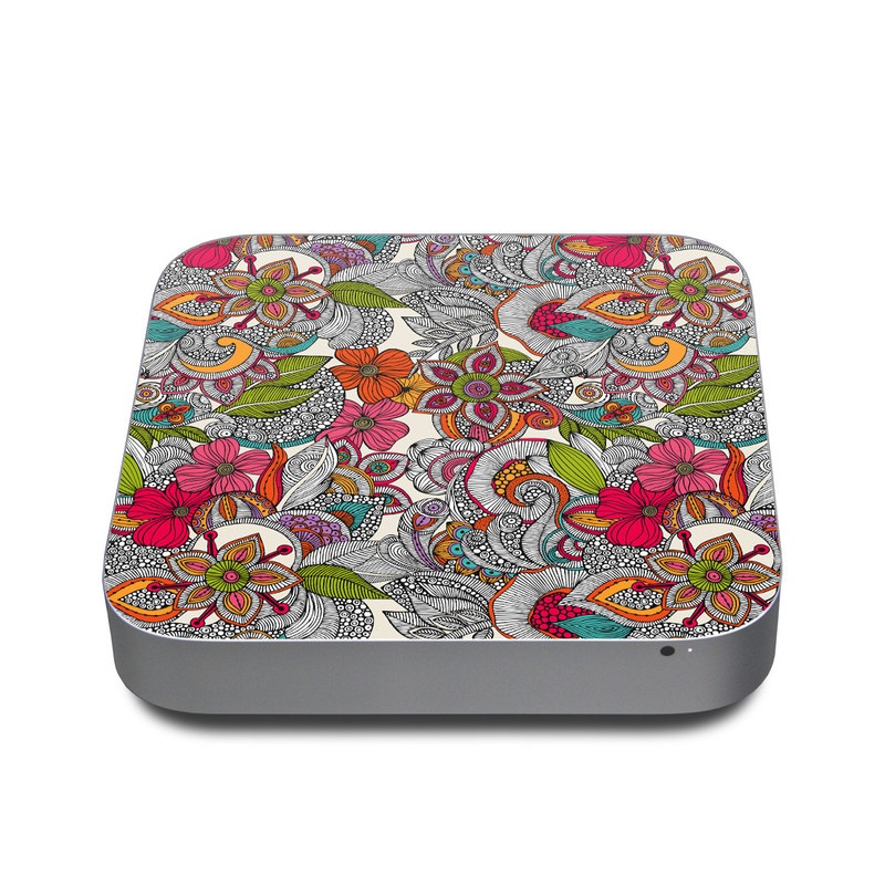 Apple Mac mini Skin design of Pattern, Drawing, Visual arts, Art, Design, Doodle, Floral design, Motif, Illustration, Textile, with gray, red, black, green, purple, blue colors