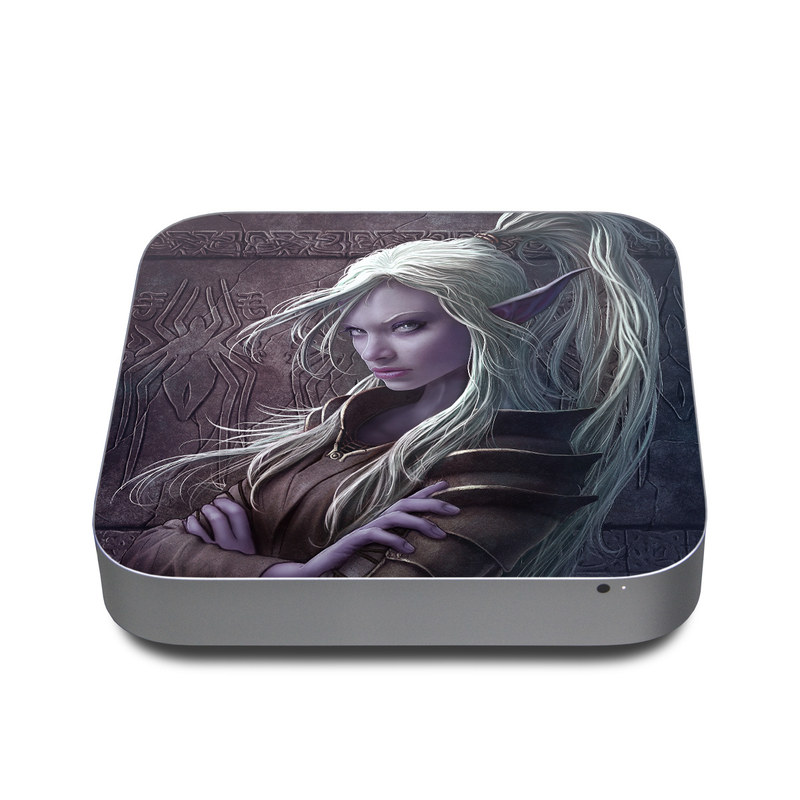 Apple Mac mini Skin design of Cg artwork, Beauty, Purple, Lady, Illustration, Fictional character, Long hair, Photography, Art, Portrait, with black, gray, purple colors