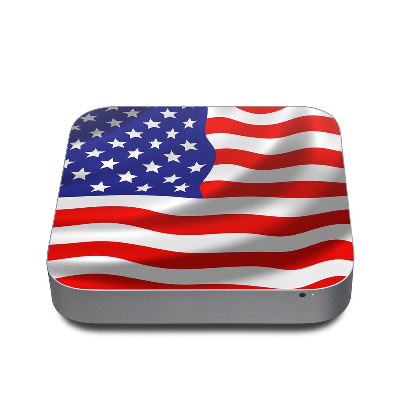 Apple Mac mini Skin design of Flag of the united states, Flag, Flag Day (USA), Veterans day, Independence day, Memorial day, Holiday, with gray, red, blue, black, white colors