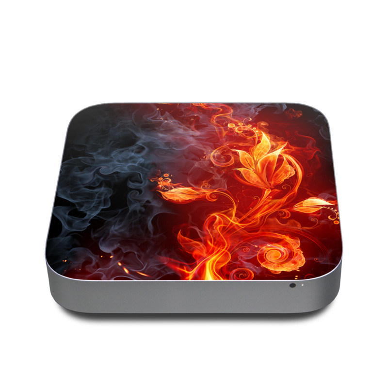 Apple Mac mini Skin design of Flame, Fire, Heat, Red, Orange, Fractal art, Graphic design, Geological phenomenon, Design, Organism, with black, red, orange colors