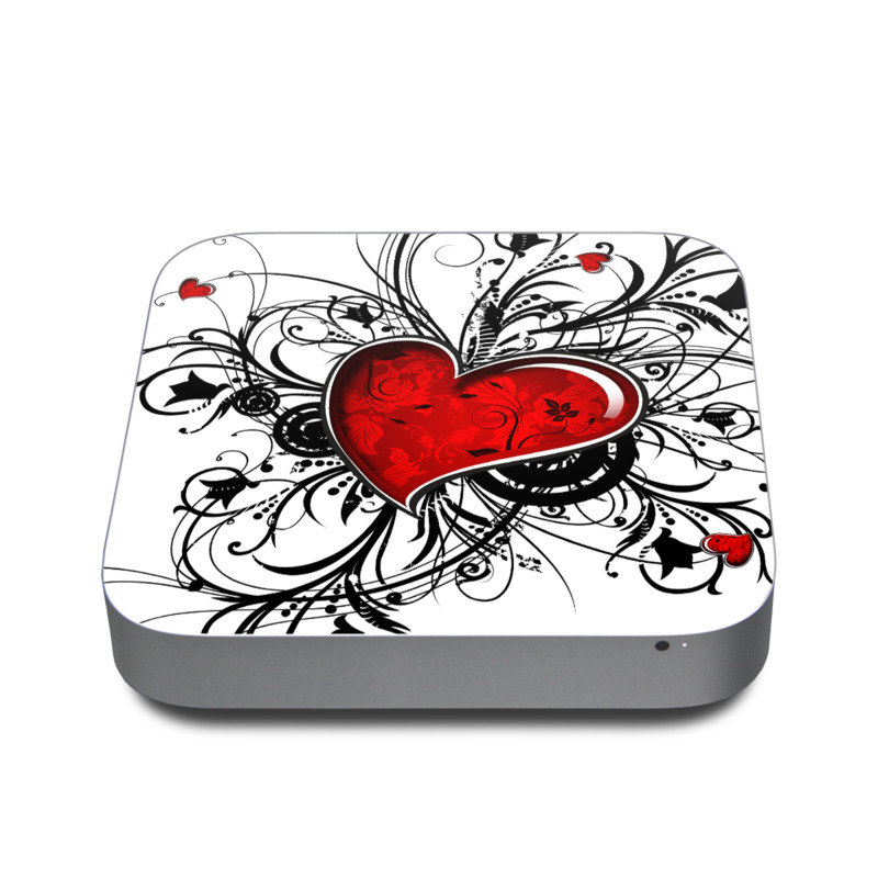 Mac mini Skin design of Heart, Line art, Love, Clip art, Plant, Graphic design, Illustration, with white, gray, black, red colors