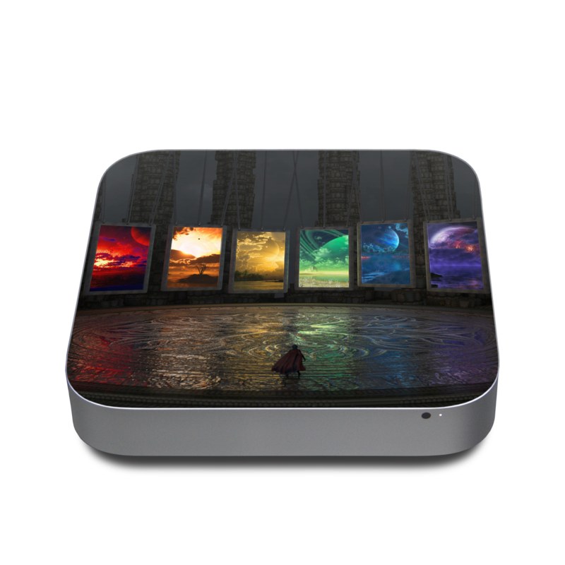 Apple Mac mini Skin design of Light, Lighting, Water, Sky, Technology, Night, Art, Geological phenomenon, Electronic device, Glass, with black, red, green, blue colors