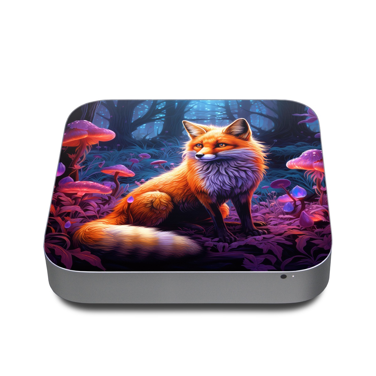 Apple Mac mini Skin design of Plant, Light, Carnivore, Orange, Organism, Tree, Pink, Natural landscape, Fawn, Whiskers, with red, orange, white, black, purple, gray, green colors