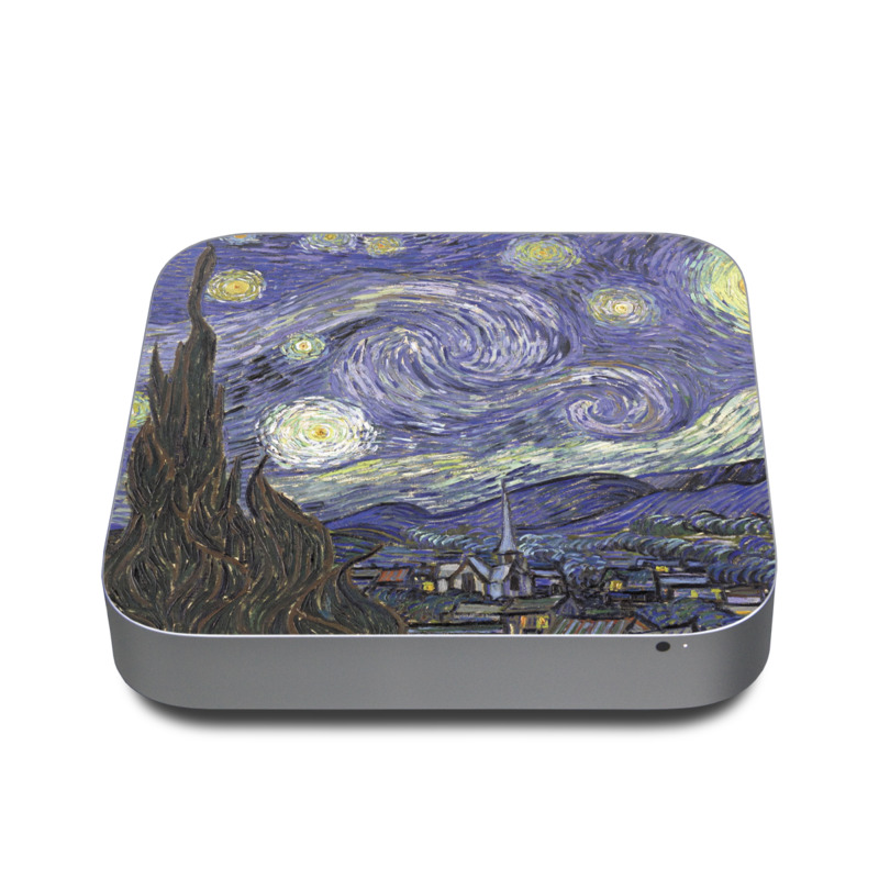 Apple Mac mini Skin design of Painting, Purple, Art, Tree, Illustration, Organism, Watercolor paint, Space, Modern art, Plant, with gray, black, blue, green colors