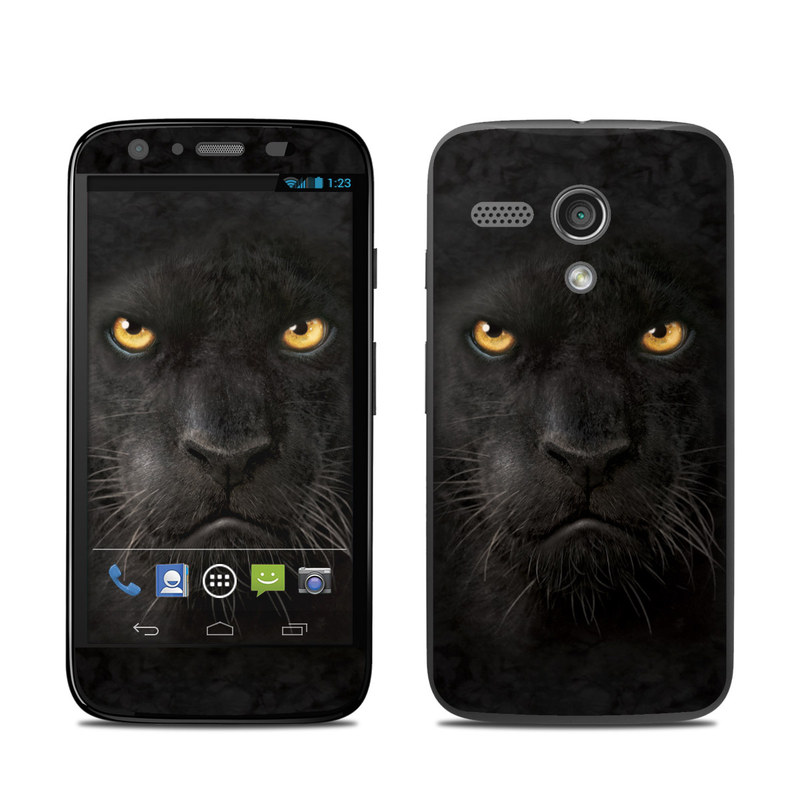 Motorola Moto G Skin design of Mammal, Vertebrate, Cat, Felidae, Black cat, Small to medium-sized cats, Whiskers, Carnivore, Snout, Eye, with black, orange, yellow colors