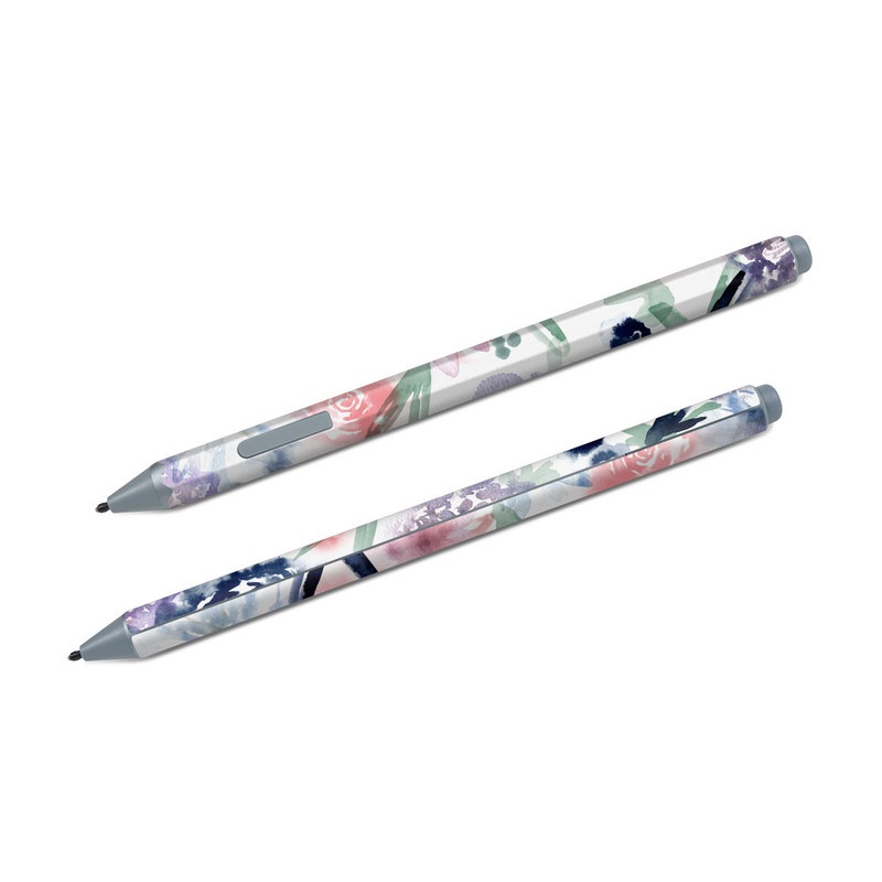 Microsoft Surface Pen Skin design of Pattern, Graphic design, Design, Floral design, Plant, Flower, Illustration, with white, blue, purple, green, pink colors