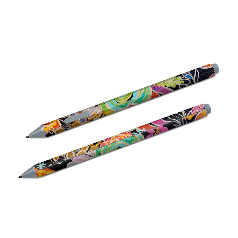 Microsoft Surface Pen Skin design of Pattern, Floral design, Design, Textile, Visual arts, Art, Graphic design, Psychedelic art, Plant, with black, gray, green, red, blue colors