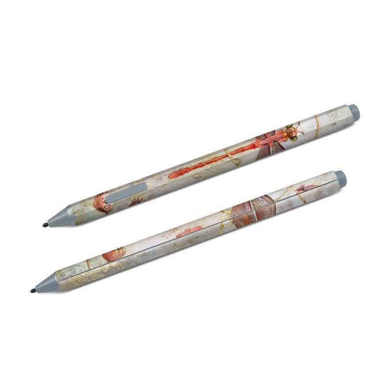 Microsoft Surface Pen Skin design of Watercolor paint, Botany, Flower, Illustration, Floral design, Painting, Plant, Coquelicot, Art, Still life photography, with red, yellow, gray colors