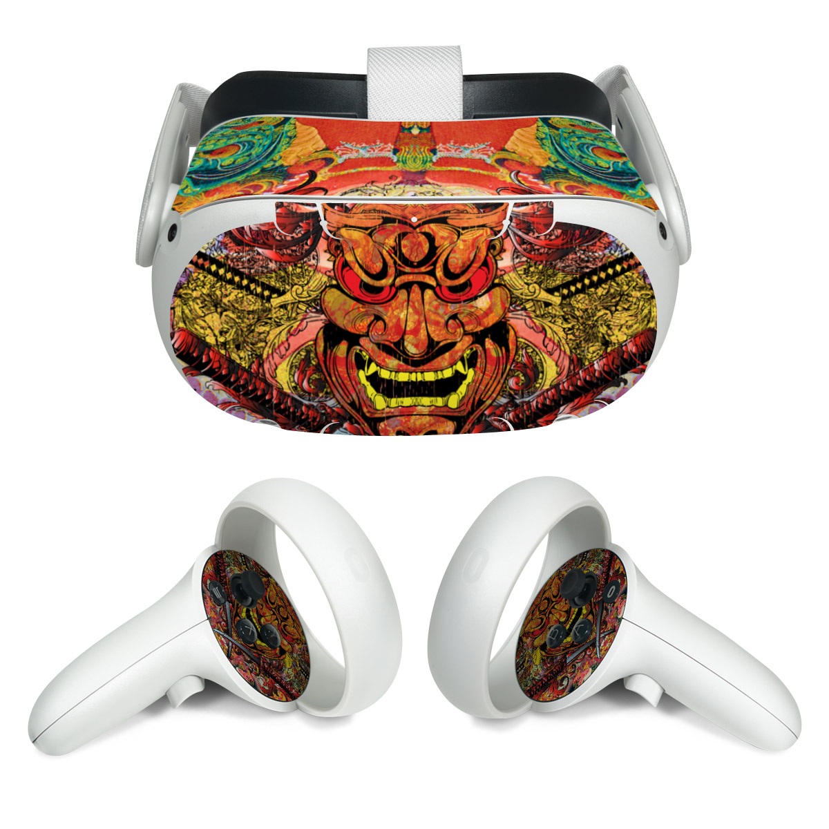 Meta Quest 2 Skin design of Art, Psychedelic art, Visual arts, Illustration, Fictional character, Demon, with red, orange, yellow colors