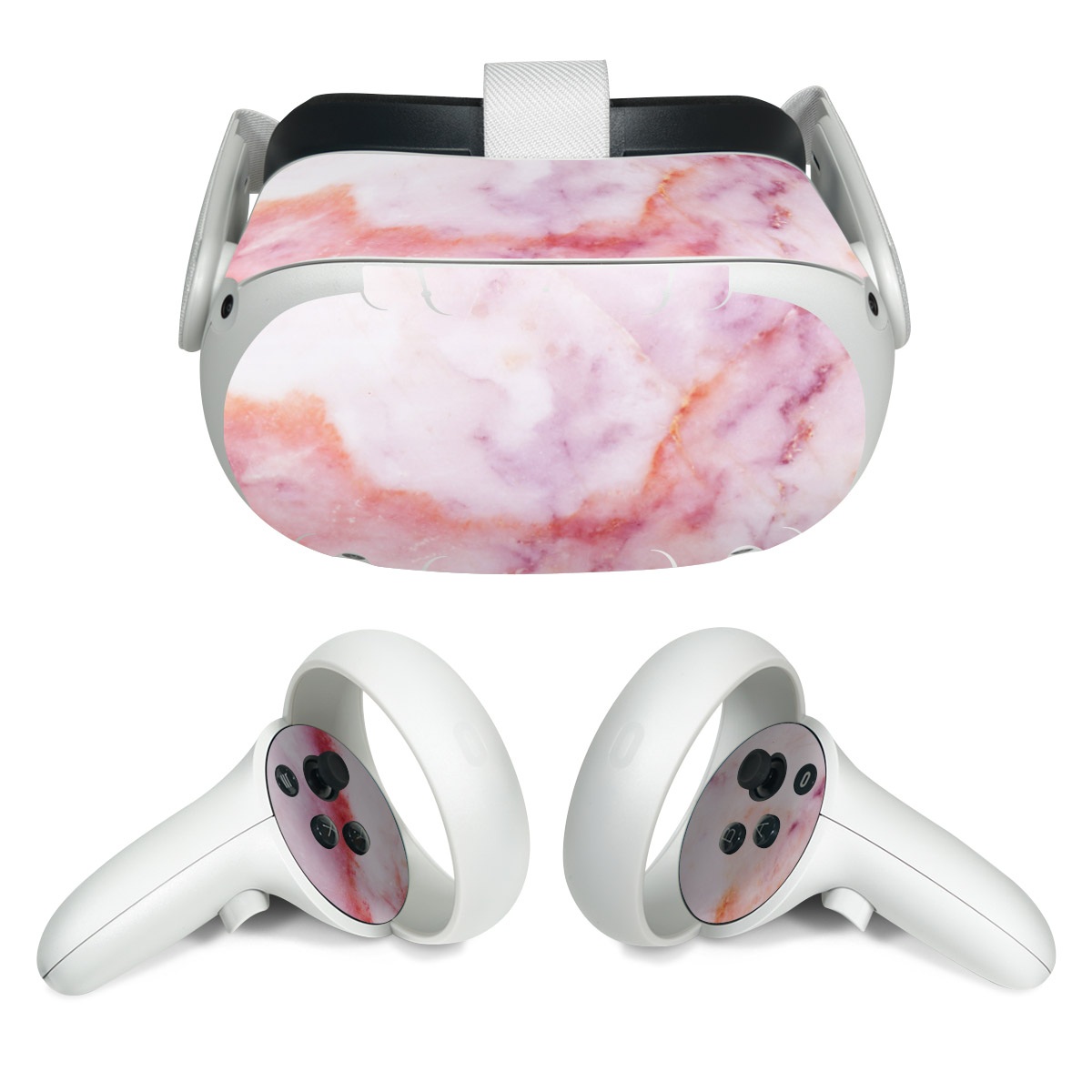 Meta Quest 2 Skin design of Pink, Skin, Flesh, Textile, Fur, with pink, red, white, purple, orange colors