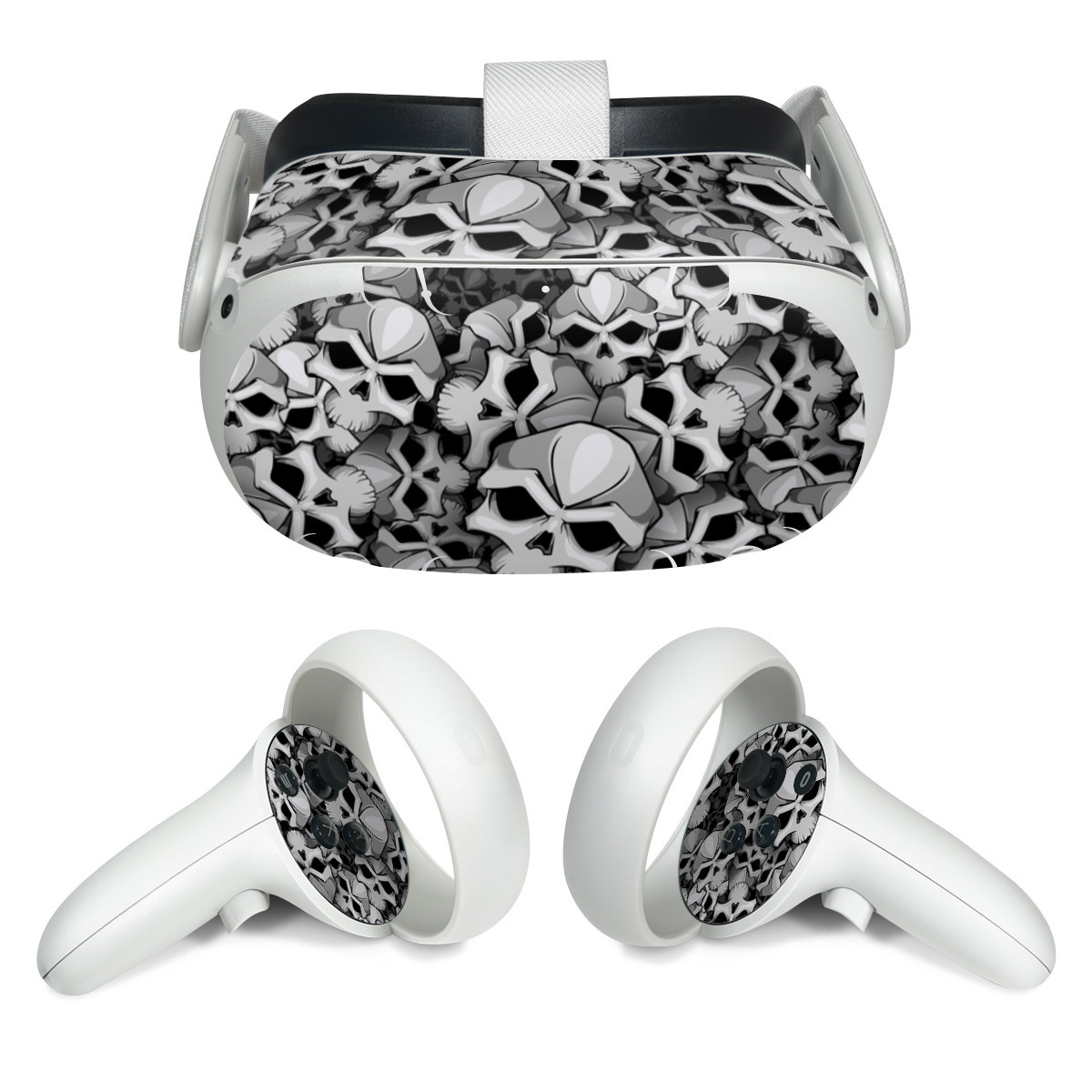 Meta Quest 2 Skin design of Pattern, Black-and-white, Monochrome, Ball, Football, Monochrome photography, Design, Font, Stock photography, Photography, with gray, black colors