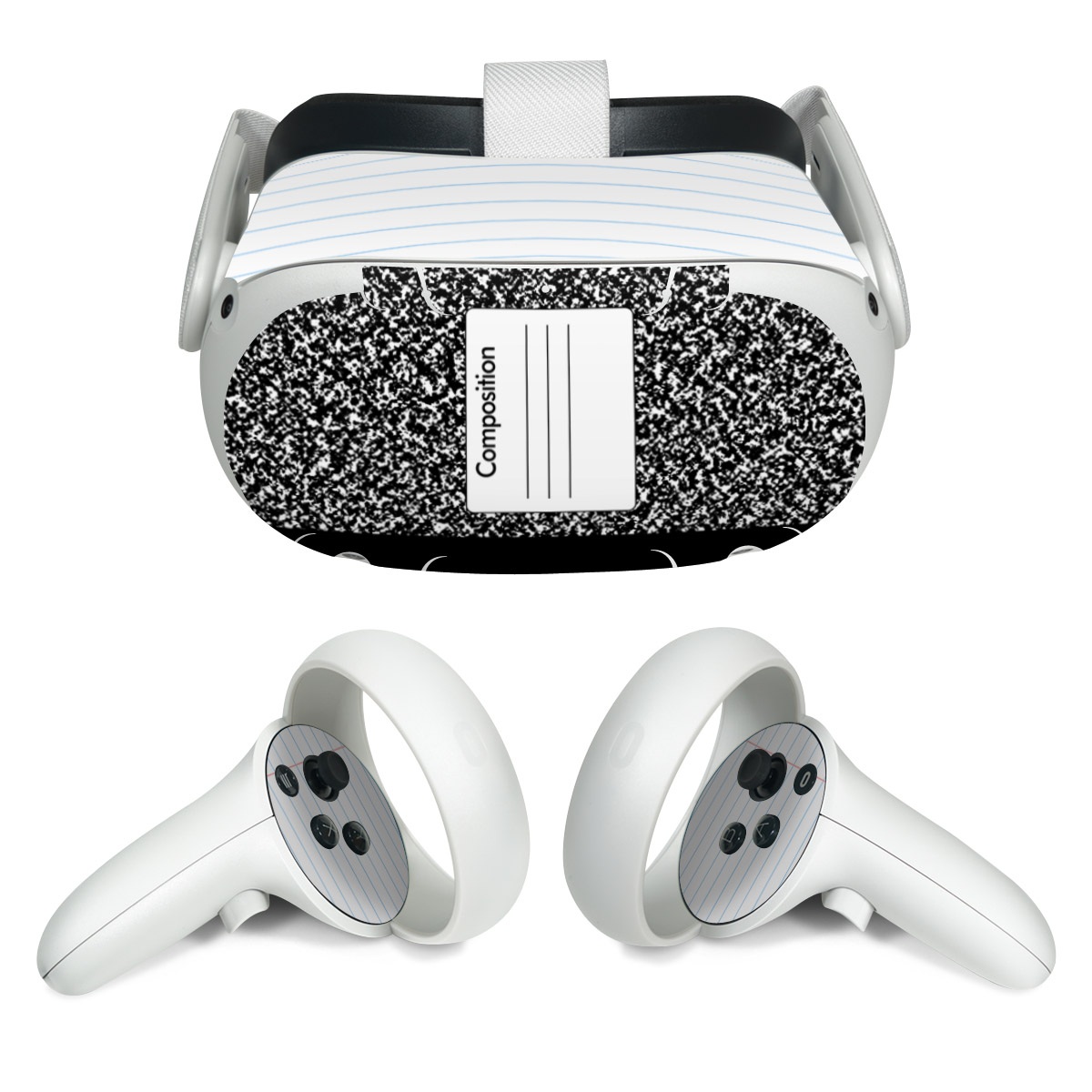 Meta Quest 2 Skin design of Text, Font, Line, Pattern, Black-and-white, Illustration, with black, gray, white colors