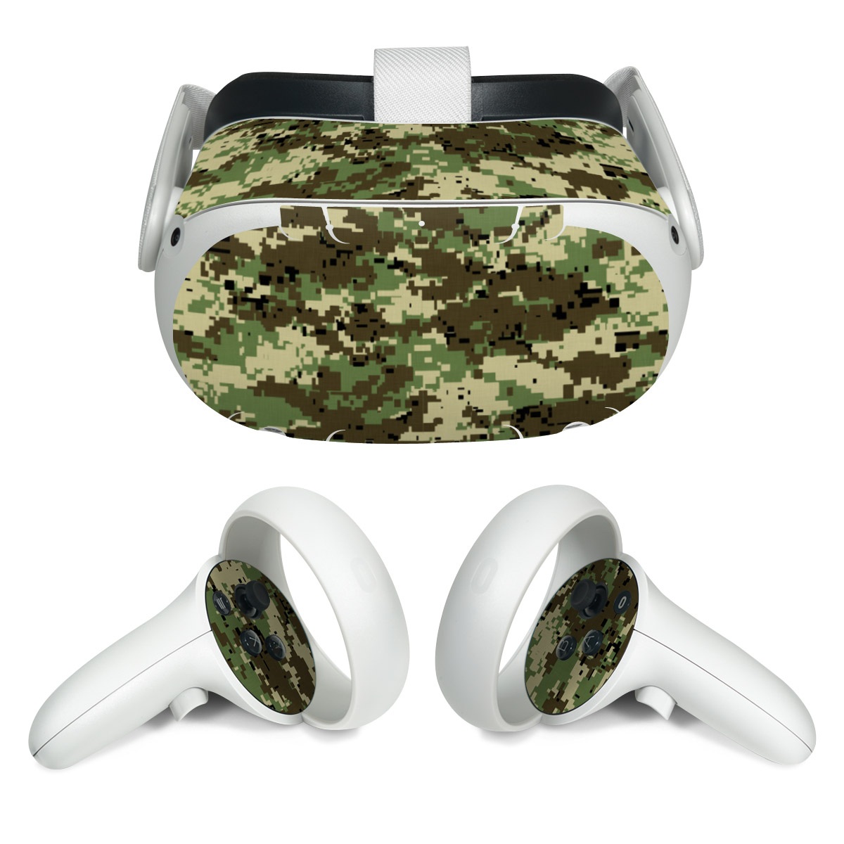 Meta Quest 2 Skin design of Military camouflage, Pattern, Camouflage, Green, Uniform, Clothing, Design, Military uniform, with black, gray, green colors