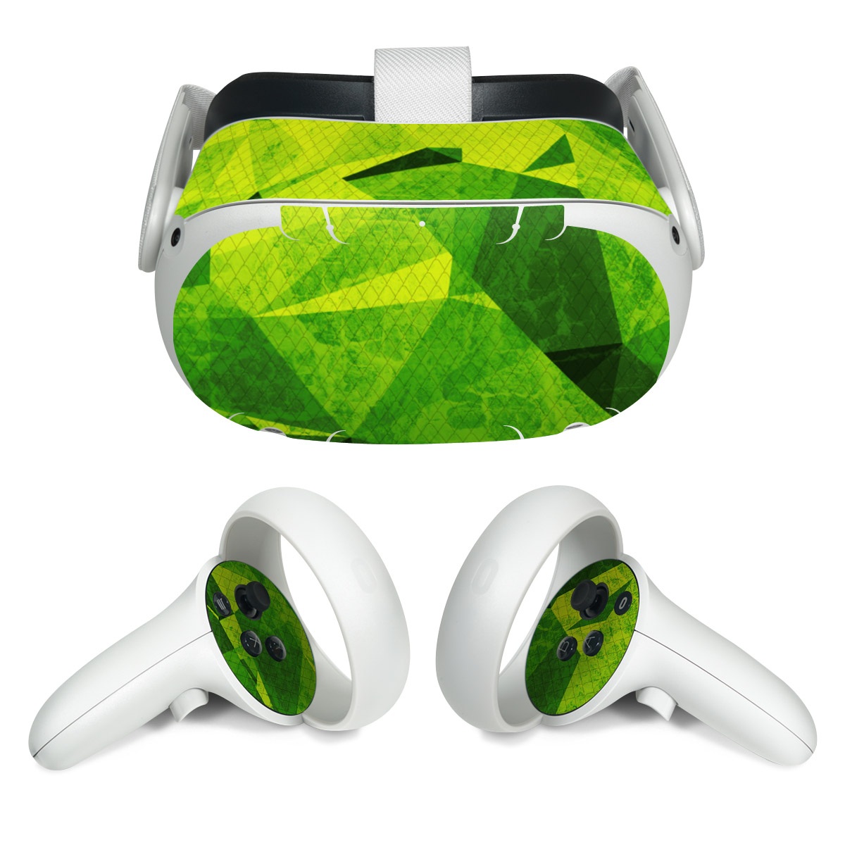 Meta Quest 2 Skin design of Green, Pattern, Leaf, Design, Illustration, with green colors