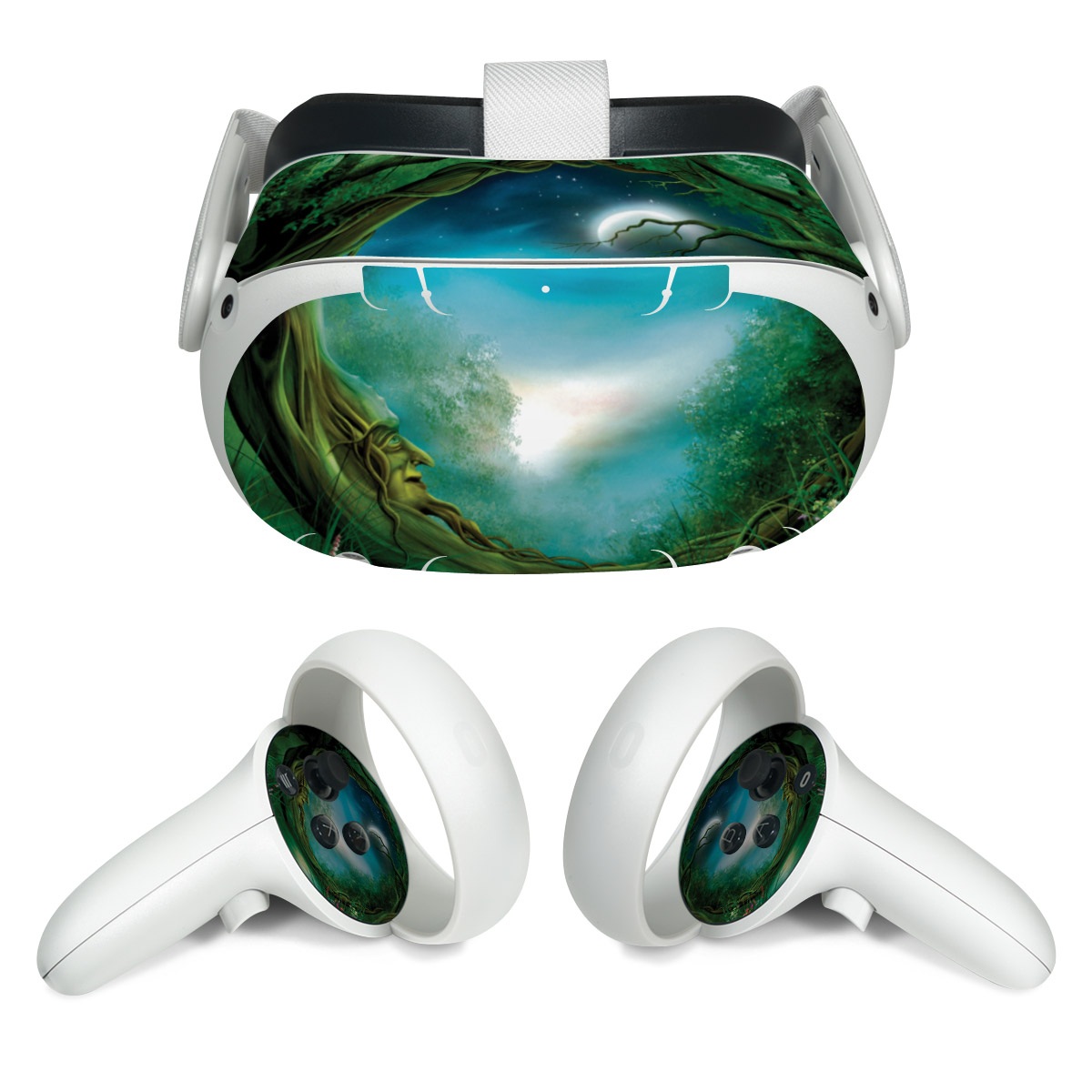 Meta Quest 2 Skin design of Fractal art, Art, Organism, Fictional character, Earth, Cg artwork, with black, blue, green, gray colors