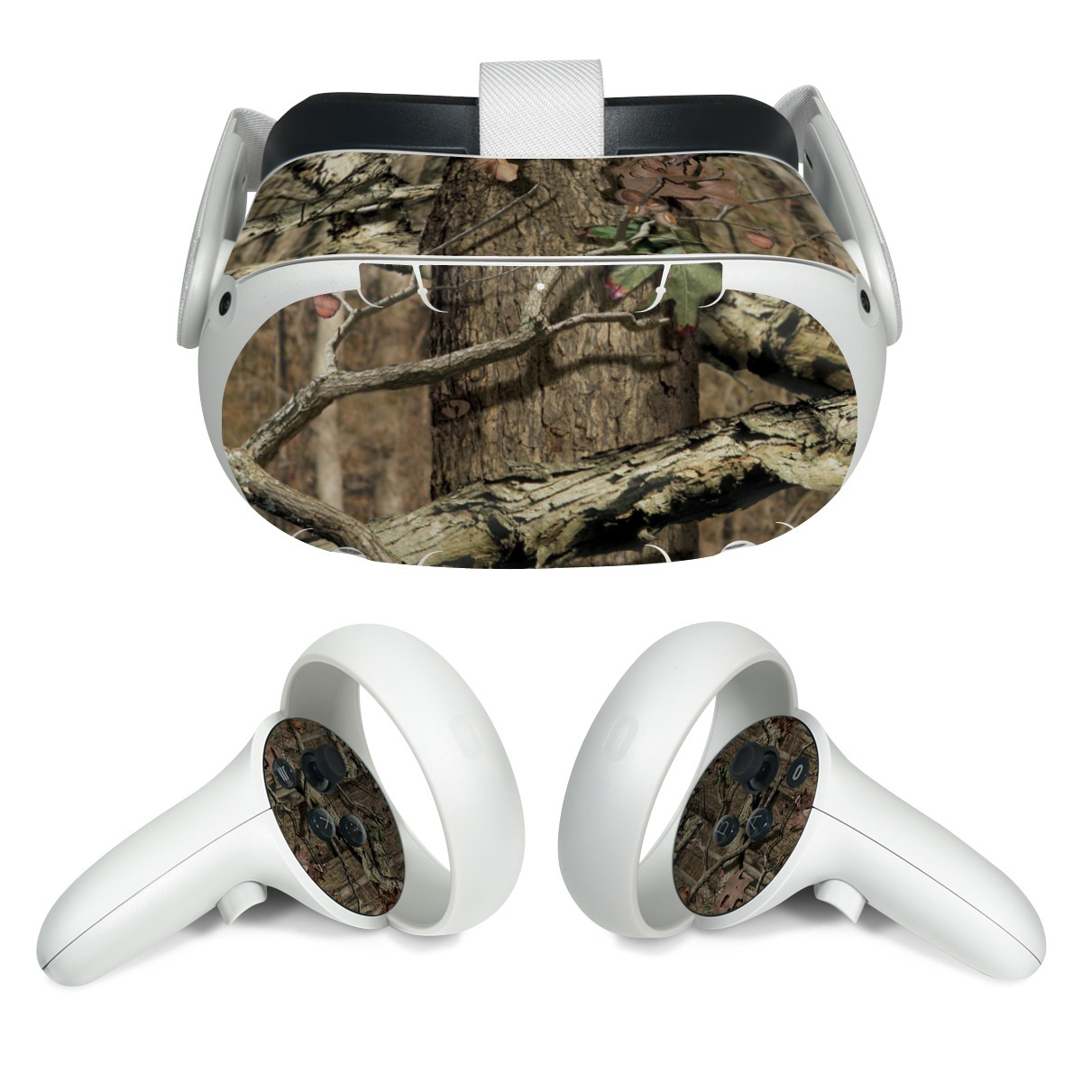 Meta Quest 2 Skin design of Tree, Military camouflage, Camouflage, Plant, Woody plant, Trunk, Branch, Design, Adaptation, Pattern, with black, red, green, gray colors