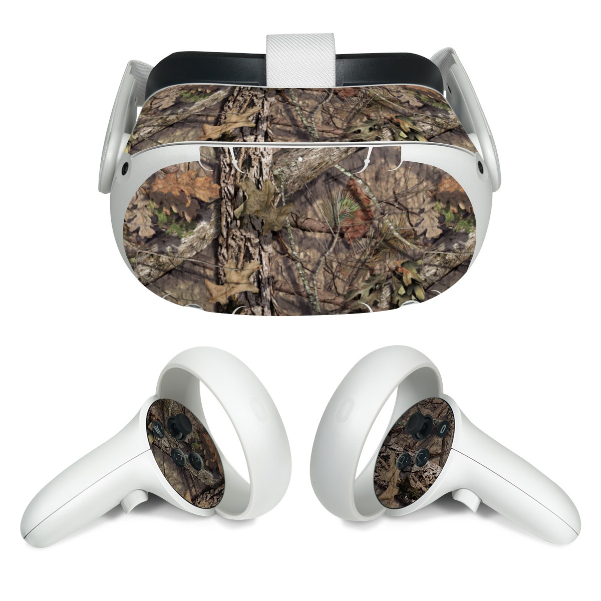 Meta Quest 2 Skin design of shellbark hickory, Camouflage, Tree, Branch, Trunk, Plant, Leaf, Adaptation, Wood, Twig, with orange, green, red, black, gray colors